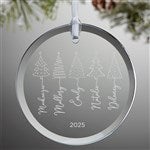 45709 - Scripted Christmas Tree Personalized Glass Ornament