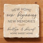 35827 - New Home, New Memories Personalized Tumbled Stone Coaster Set