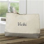 23412 - Embroidered Canvas Makeup Bag - Grey
