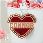 47469 - Heart Name Personalized Wooden Valentines Day Basket Tag
