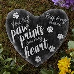 17273 - Paw Prints On My Heart Personalized Heart Garden Stone