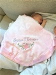 36902 - Butterfly Kisses Baby Girl Embroidered Satin Trim Baby Blanket