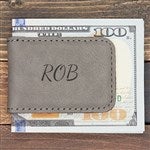 21774 - Grey Leatherette Personalized Magnetic Money Clip