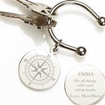15590 - Compass Inspired Silver-Plated Personalized Keyring