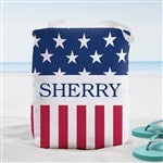 38255 - Red, White & Blue Personalized Terry Cloth Beach Bag