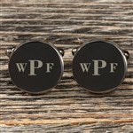 18431 - Round Gunmetal Engraved Cufflinks
