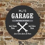 24537 - His Place Personalized Round Wood Sign