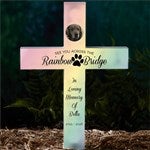 45339 - Rainbow Bridge Pet Memorial Personalized Solar Outdoor Garden Stake