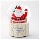 51002 - Engraved Waving Santa Snow Globe in Light Tone