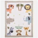 47698 - Embroidered Safari Animals Quilted Blanket