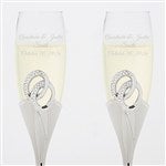 41763 - Engraved Double Rings Wedding Flute Set