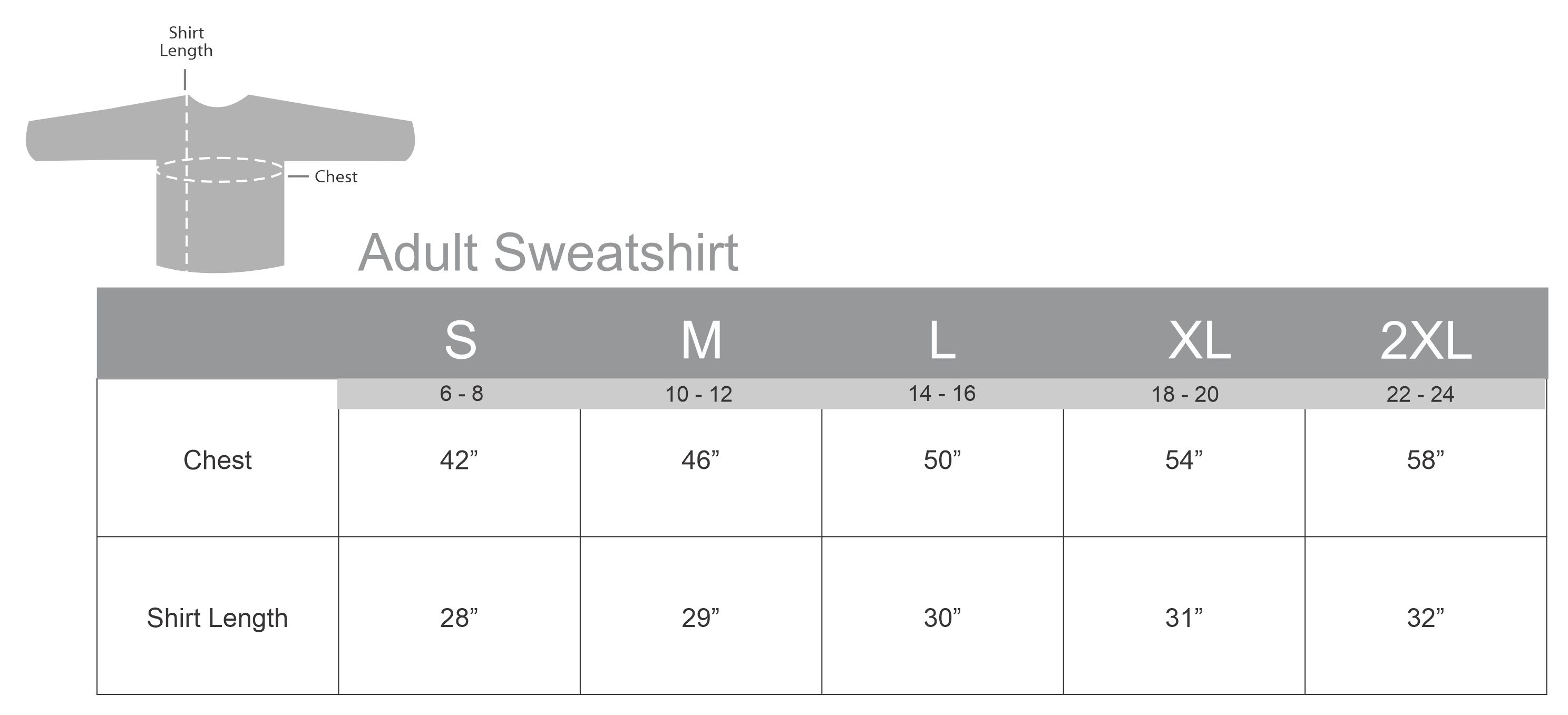 Click here for size chart
